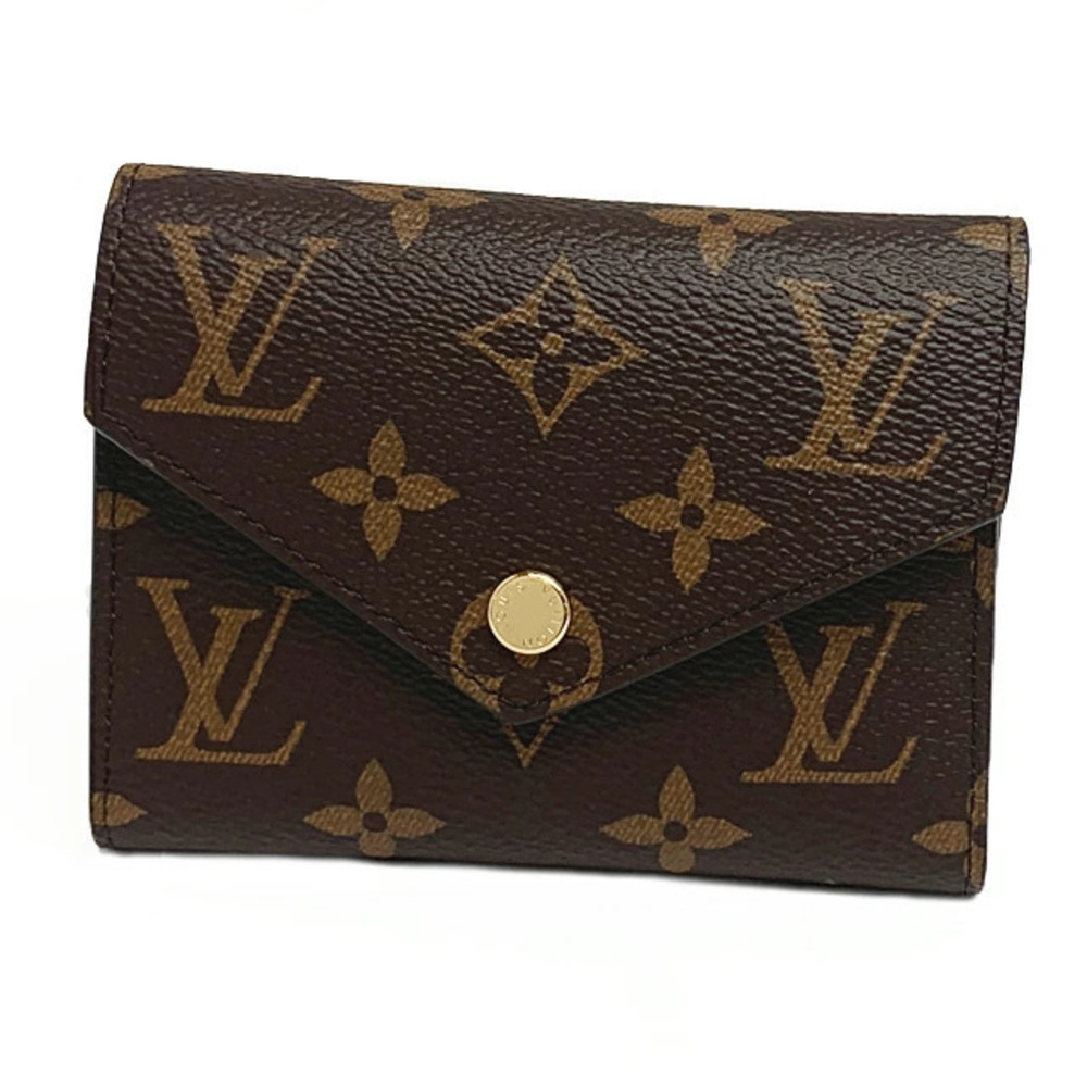 Louis Vuitton Trifold Wallet Monogram Portefeuille Canvas Leather Black Brown